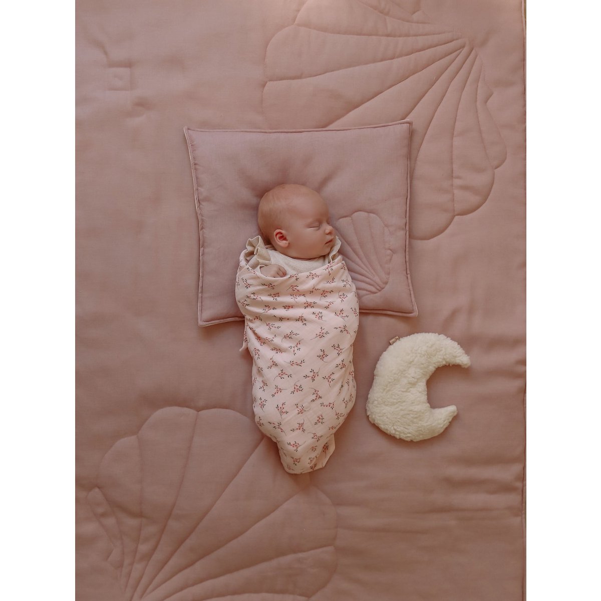 Linnen schelp kinderovertrekset "Poederroze"