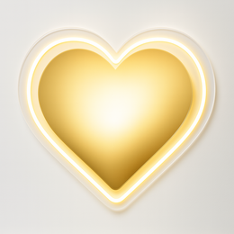  Illuminated heart-shaped wall light in a warm golden color.