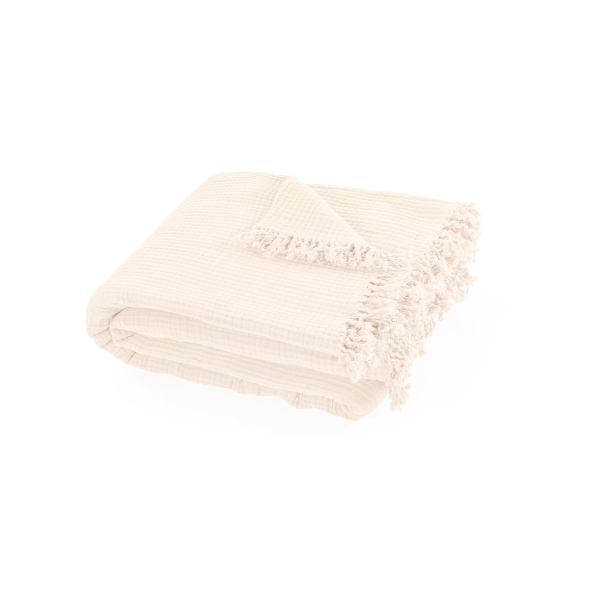 Plaid coton SUZETTE 130x160cm, taupe
