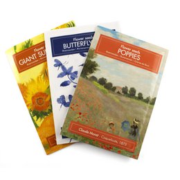Carte postale avec graines de mélange de papillons, oiseaux bleus de Delft