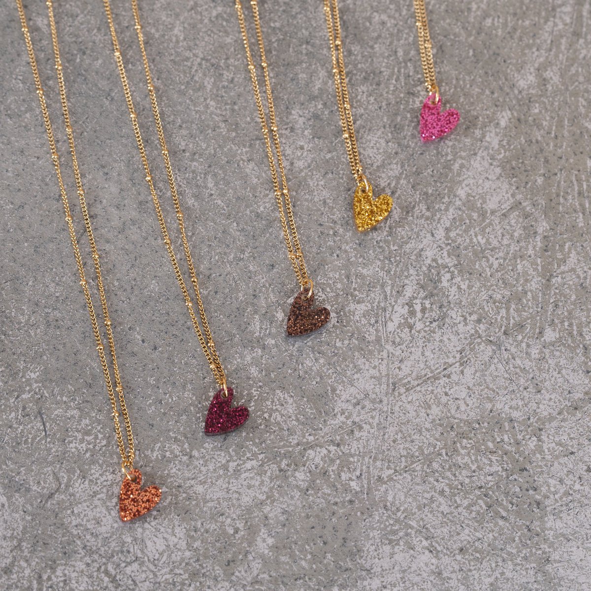 Ketting Lume Charms Glitter | Heart - Magenta Gold