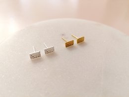 Puristic rectangular ear studs made of 925 sterling silver