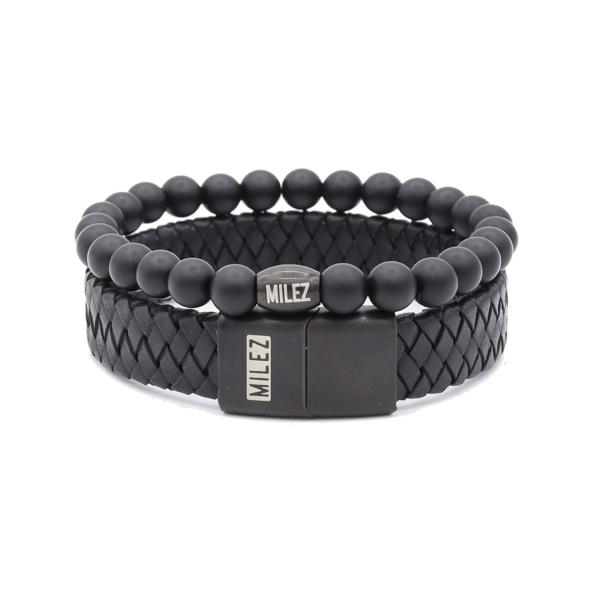 Heren armbanden Set 'Black Balance' - zwarte sluiting