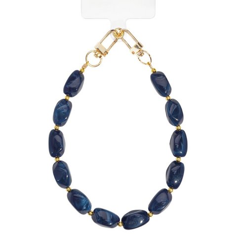 Telefoonkoord kralen blauw