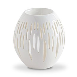 Bruciaprofumo Serie Céramy – Ovali Bianchi – Portacandela in Ceramica Laccata – Diffusione di Cere Profumate, Oli Essenziali – Idea Regalo Decorativa