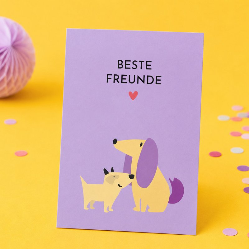 Postcard “Best Friends” friendship card dog