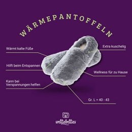 Plush thermal slippers with organic millet filling and relaxing health herbs, size L 40-43.