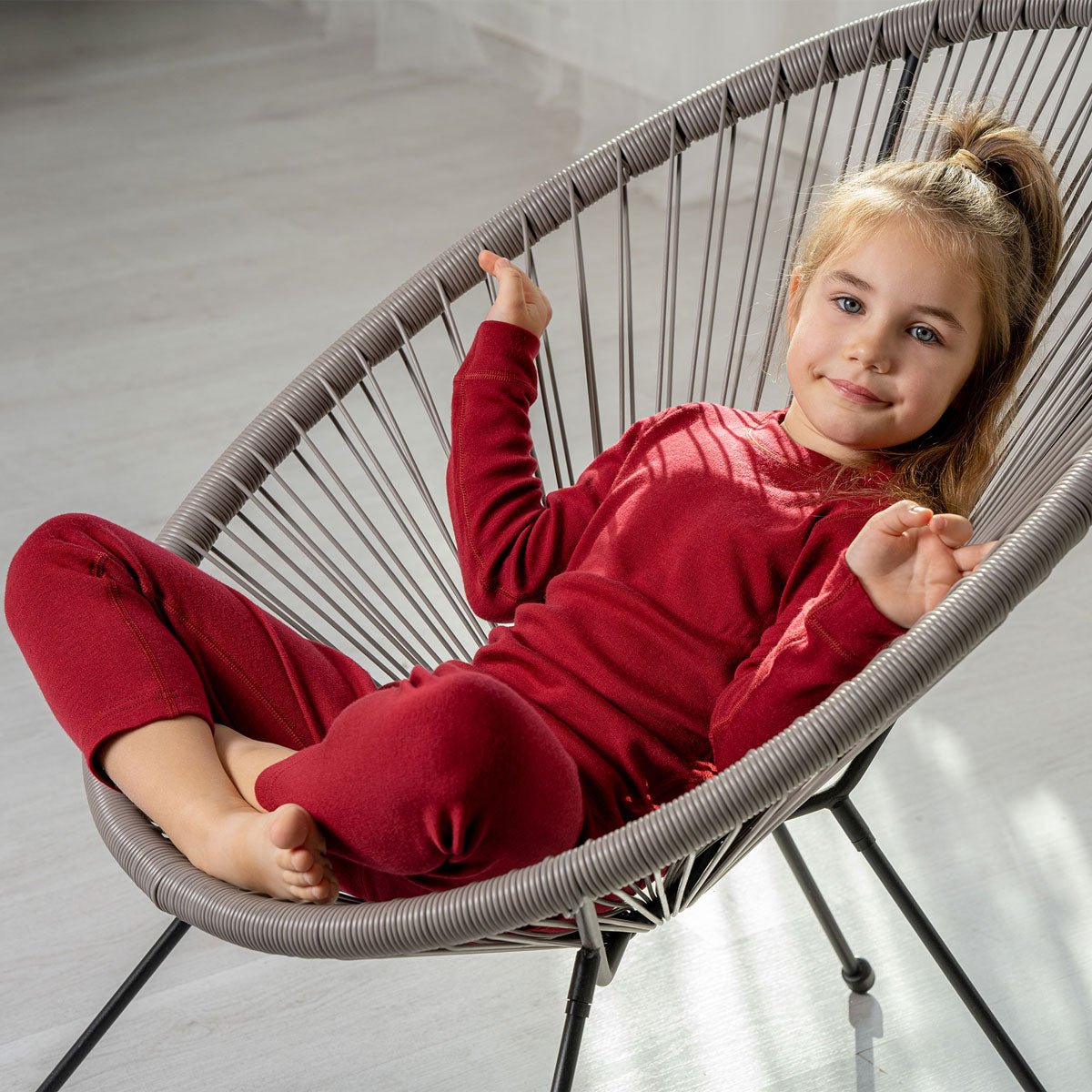 Kids' Merino 250 Long Sleeve Set Royal Cherry