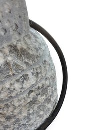 V.l24 Türstopper aus Stein mit Ring aus gealtertem Eisen