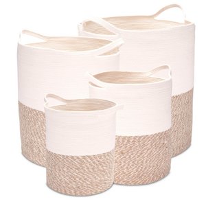 Large laundry basket made of jute and cotton
