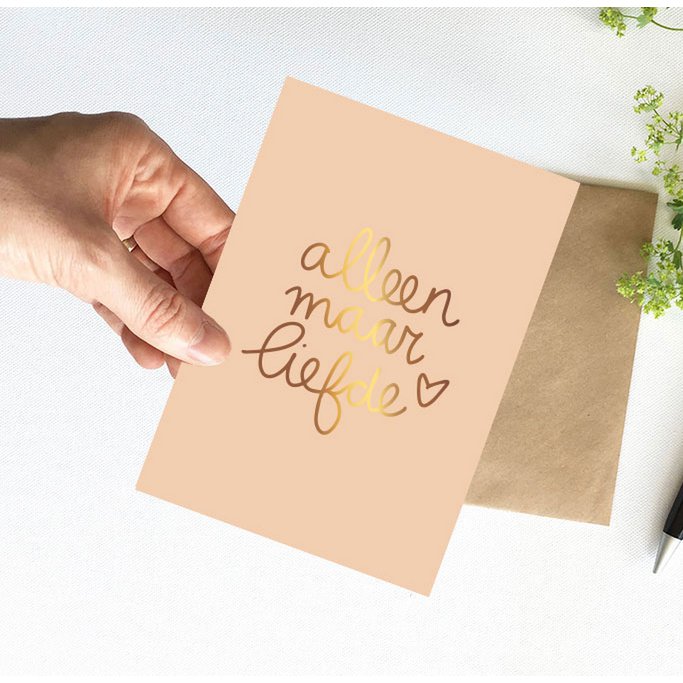 Kaart | Met goudfolie | Alleen maar liefde