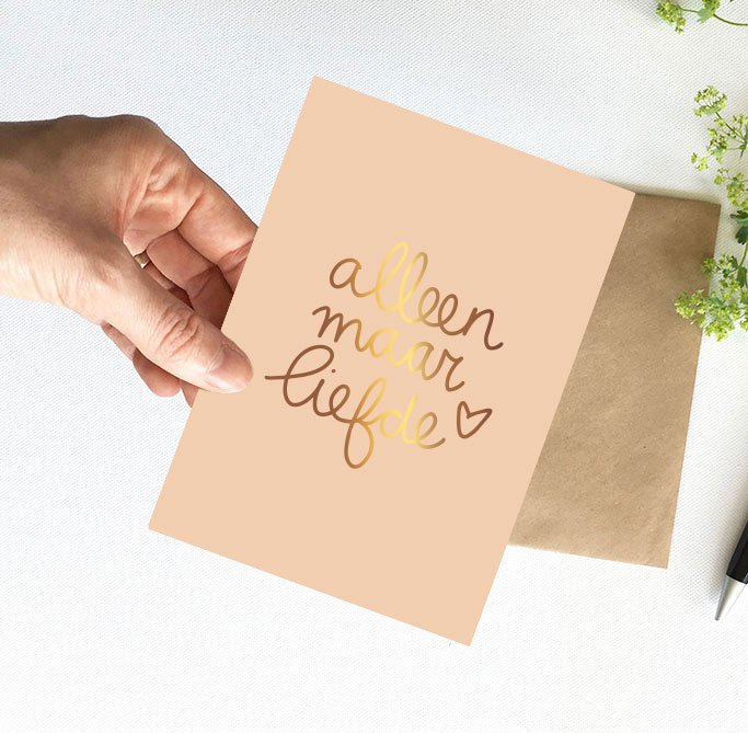 Kaart | Met goudfolie | Alleen maar liefde