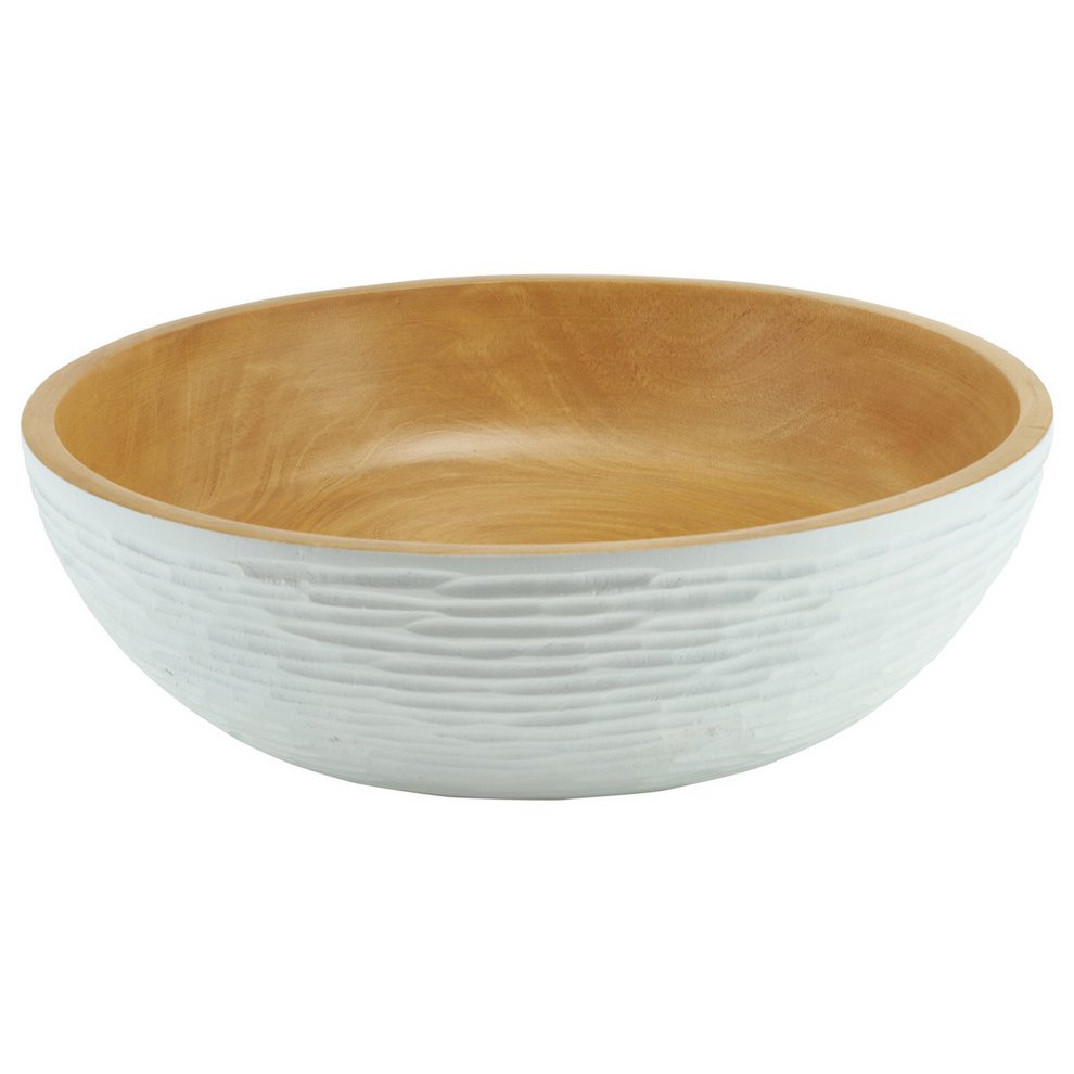 Ciotola in legno - fruttiera - insalatiera - modello Carved Low - bianca - diverse misure