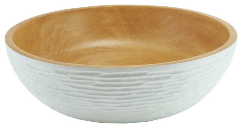 Wooden bowl - fruit bowl - salad bowl - model Carved Low - white - different sizes