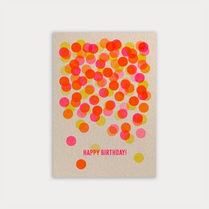 Postkarte / Konfetti / Happy Birthday! / Riso-Druck