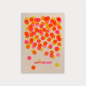 Postkarte / Konfetti / Happy Birthday! / Riso-Druck