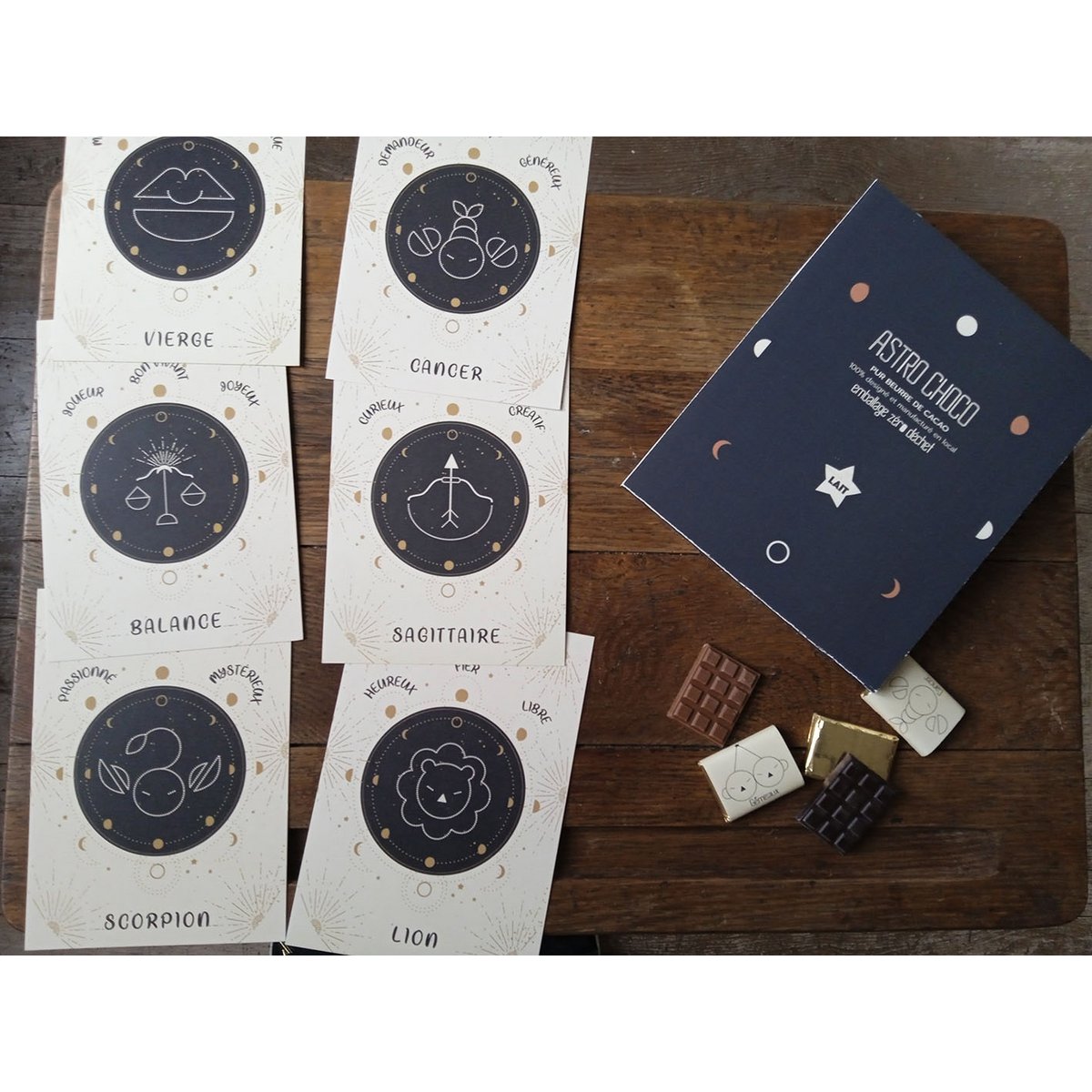 ASTROLOGIE SCHOKOLADE -MILCH- VERPACKUNG FOTORAHMEN © + KARTE