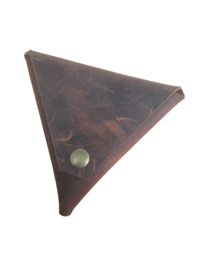 Handmade triangle wallet in analine leather with a fox design.