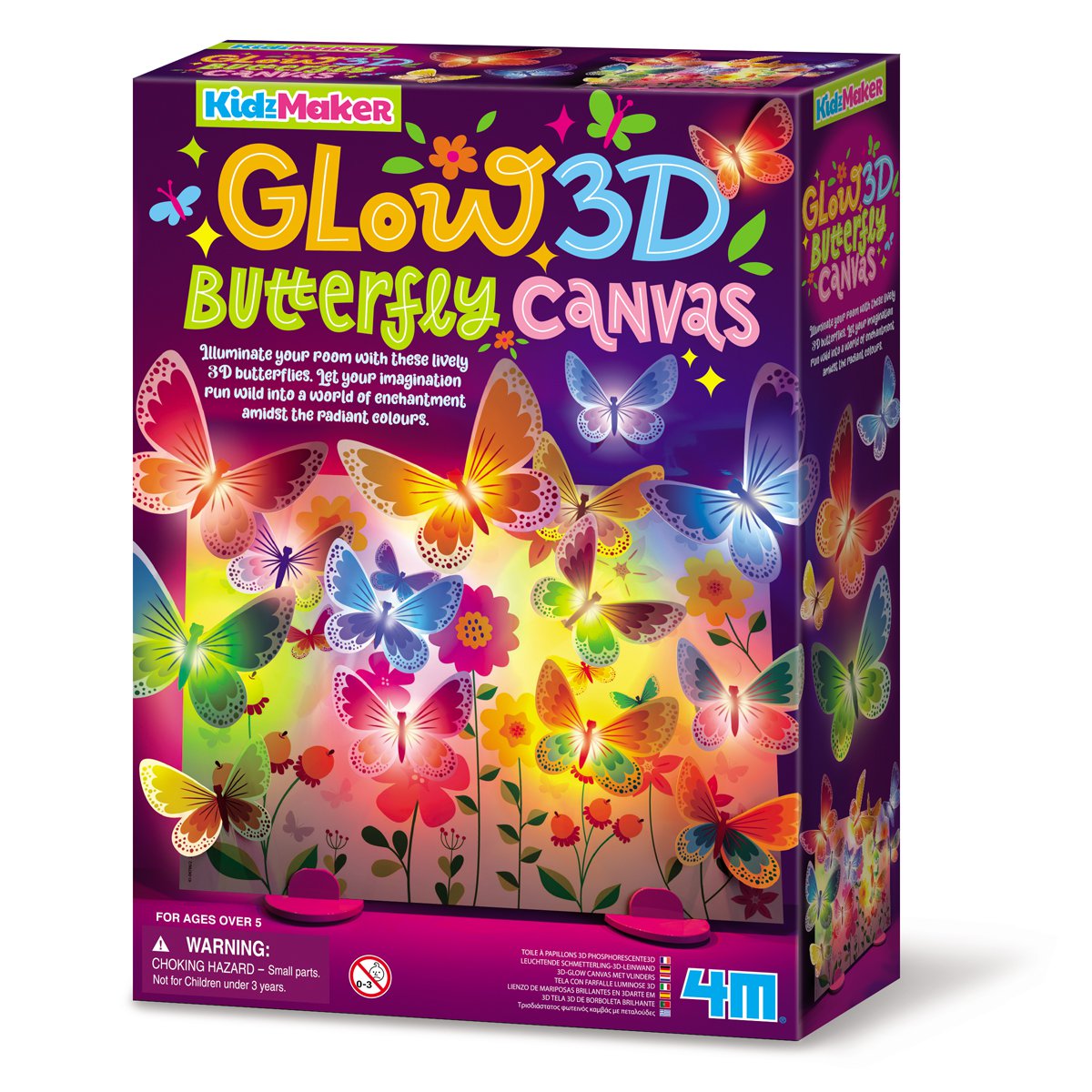 Lærred med 3D Glow Sommerfugle