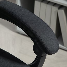 Office chair with pillow armrest Desk chair with tilt angle Height-adjustable swivel chair with footrest Linen foam PVC Light gray 66 x 76 x 112-120 cm