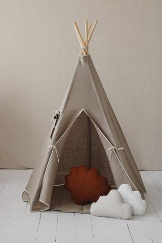 Tipi- und Matten-Set „Naturleinen“.