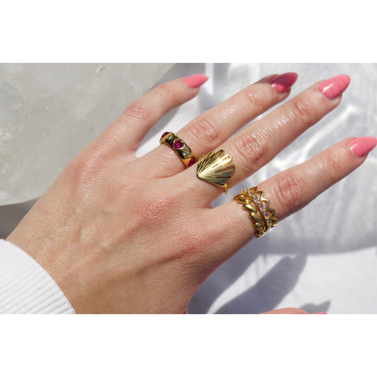 Eden - Dainty Crystal Gold Band