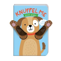 A cute, plush puppy book with a huggable cover and bright, colorful illustrations. The book features a friendly, cartoon-style puppy character that children can interact with.