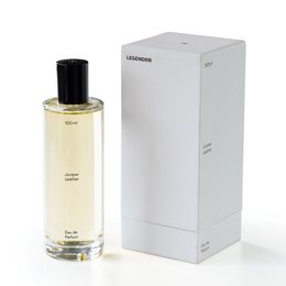 Juniper leather scented eau de parfum, available in 50ml and 100ml sizes, as well as tester versions. The fragrance features notes of juniper and leather.