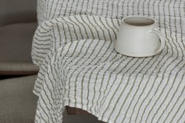 100% hør dug (250x145 cm) Grønne striber