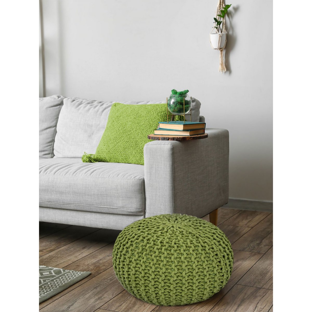 Pouf Ø 55 h 37 h 37 tabouret de tricot siège de planche de sol de pouf durable