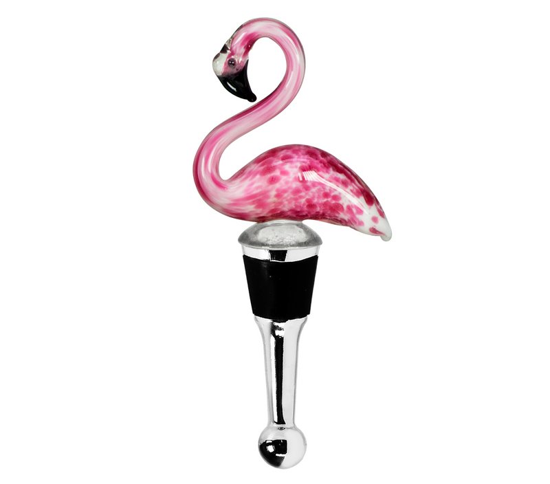EDZARD Flamingo flaskeprop (højde 13 cm) til champagne, vin og mousserende vin, i stil med traditionel glaskunst, håndlavet