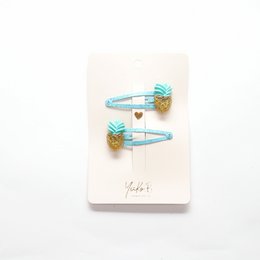Pasadores para el pelo - Piña - Azul exótico