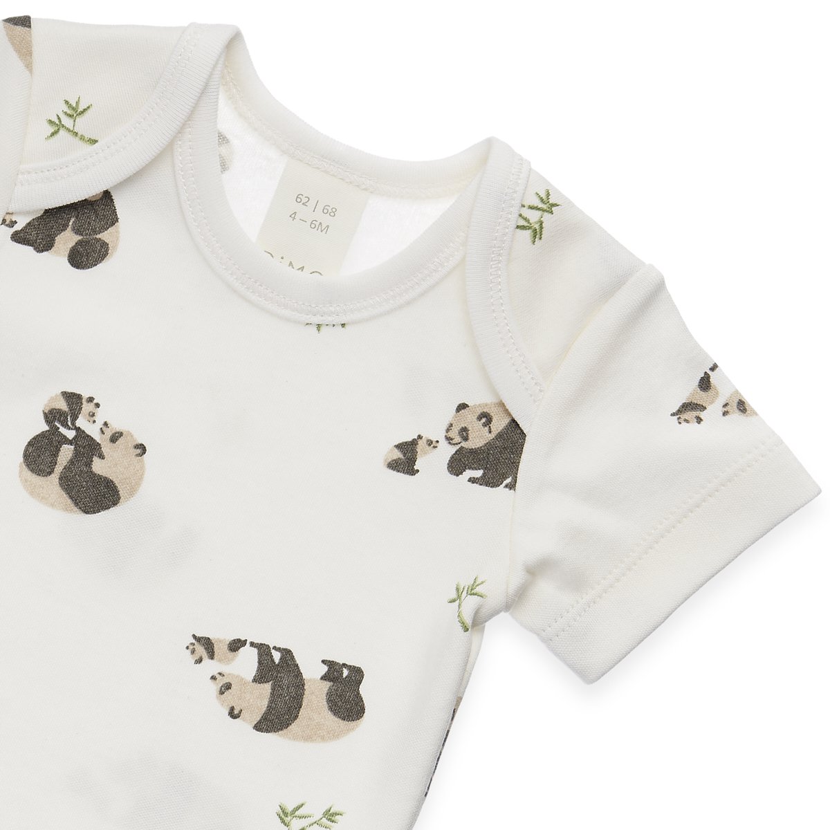 Baby Body Kurzarm - Panda AOP, Interlock - OffWhite
