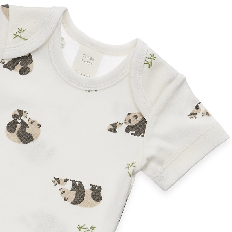 Baby Body Kurzarm - Panda Aop, Interlock - Off White