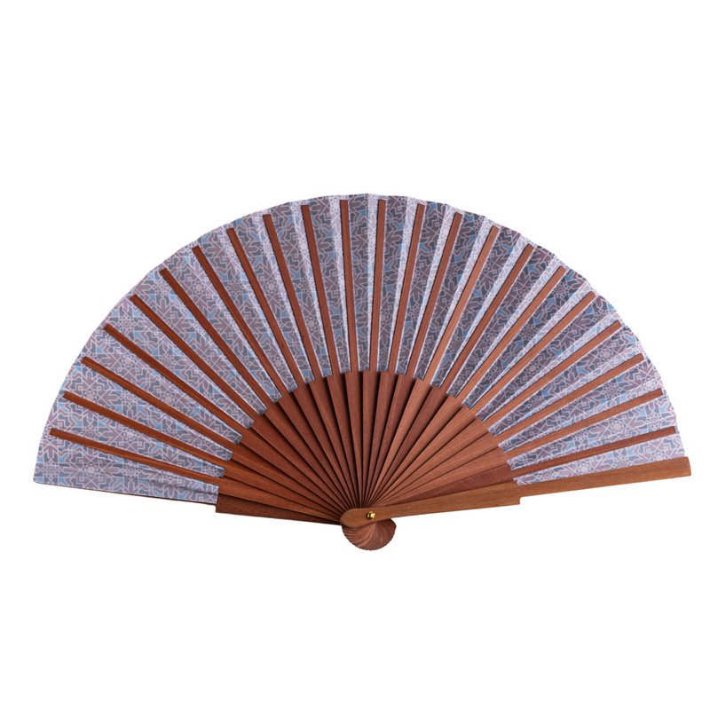 Zellige Pattern Satin Hand Fan Maqtub 23 cm