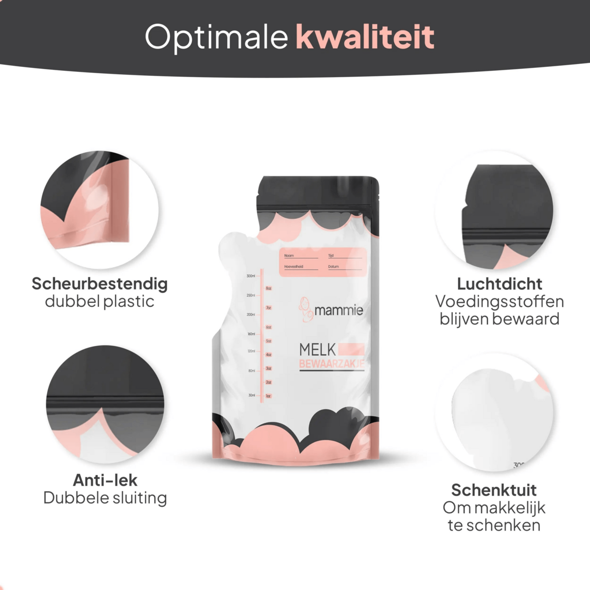 Torebki do przechowywania mleka matki z dzióbkiem - 300 ML - nie zawierają BPA