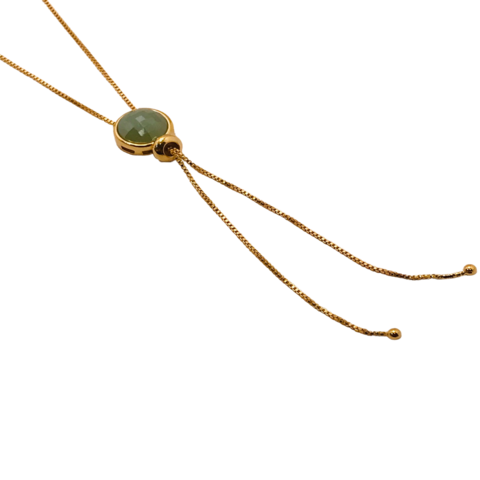 Stropdas Edelsteen Ketting - Parelachtig Groen Kwarts