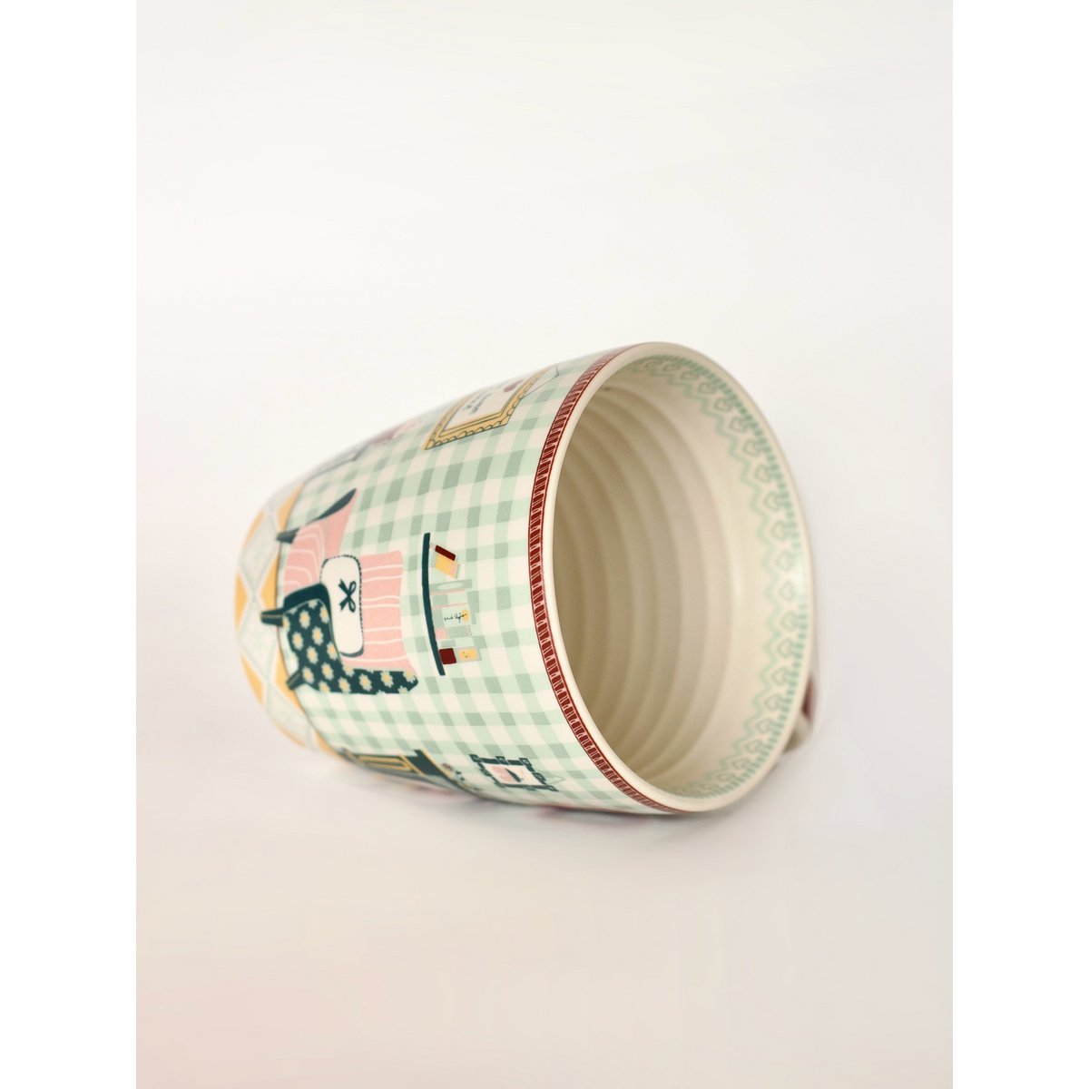 Stoneware Mug - Pastel Checks Interior, 300ml