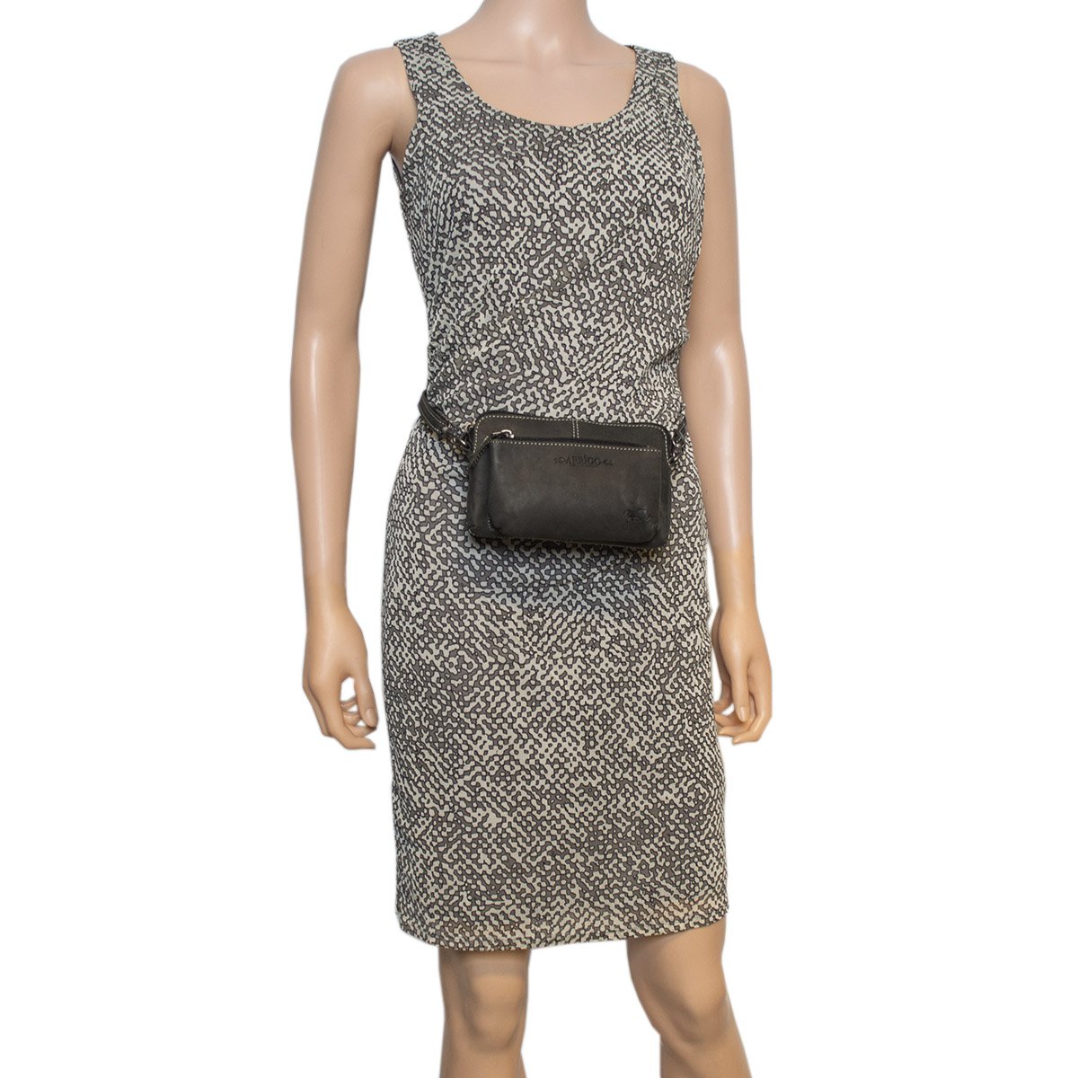 Schultertasche - Gürteltasche - Clutch aus schwarzem Büffelleder - 3 Farben Leder