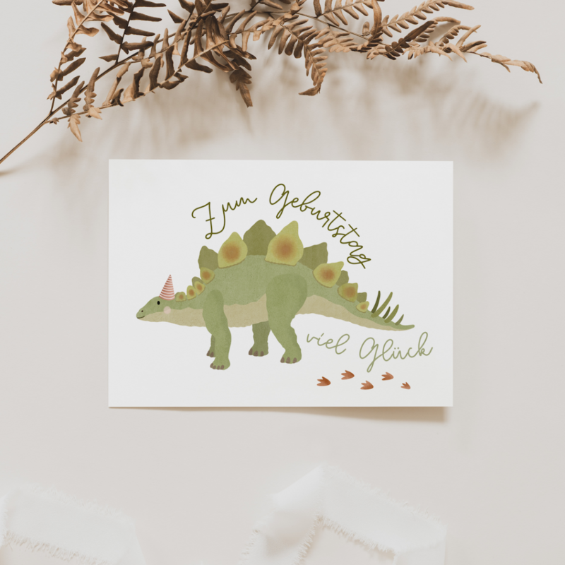 Cartolina Dino - stegosauro di dinosauro di compleanno