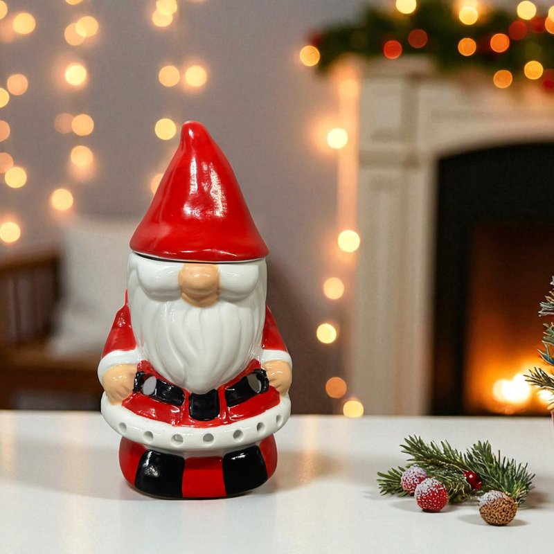 Burnt-Santa Claus Ceramic Santa Claus-Essentialöle, Wachse & Parfums-16 cm-artisanale Weihnachtsdekoration Festive Atmosphäre und Kokonation