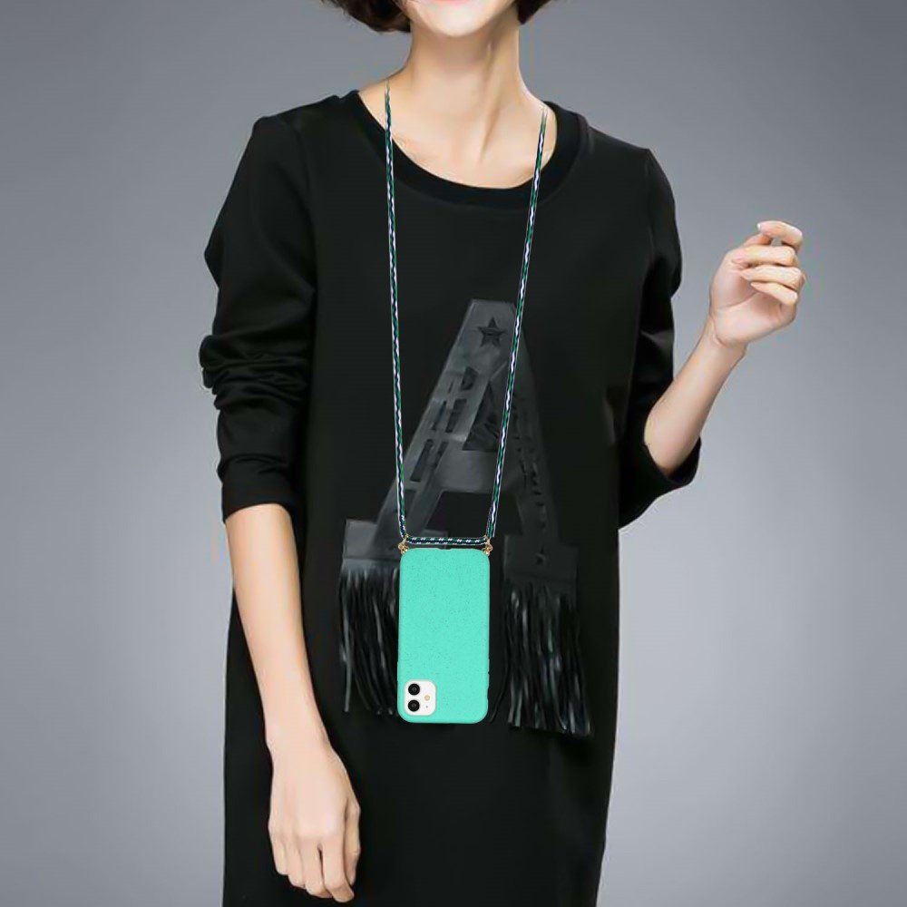 Lunso - Bagcover etui med ledning - iPhone 11 - Cyan
