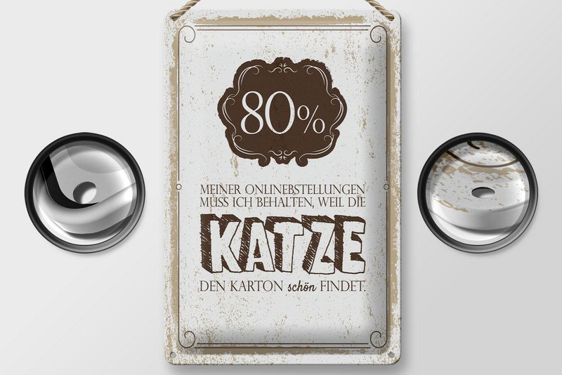 Blikskilt, der siger 20x30 cm online bestil kattepap dekorativt skilt