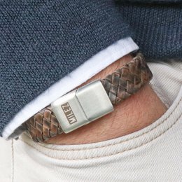 Leather men's bracelet cognac Copy