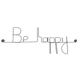 Wanddekoration aus Draht mit dem Wort „Be happy“