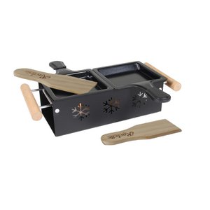 Raclette Duo Set op Waxinelicht - Inclusief Pannetjes, Houten Spatels en Houder