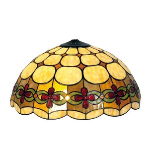 Lampshade tiffany Ø 40x23 cm beige red glass rose glass lampshade