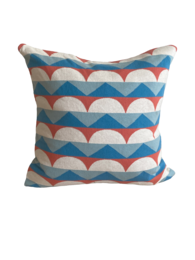 Toby Pillow-Cover Blue, Soft Jacquard Knitted Cotton