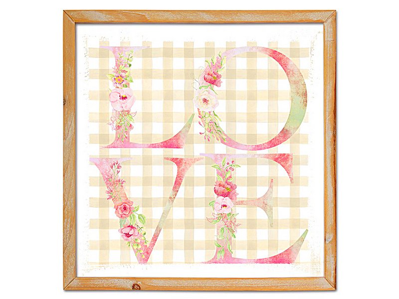 GESCHILDERDE HOUTEN PLANK MET HOUTEN FRAME HM401190
