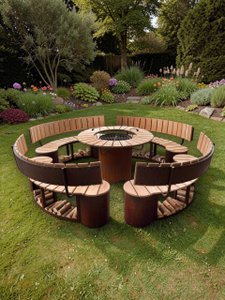 Barbecue/fire pit Freiburg Deluxe made of stainless steel with a Corten steel look